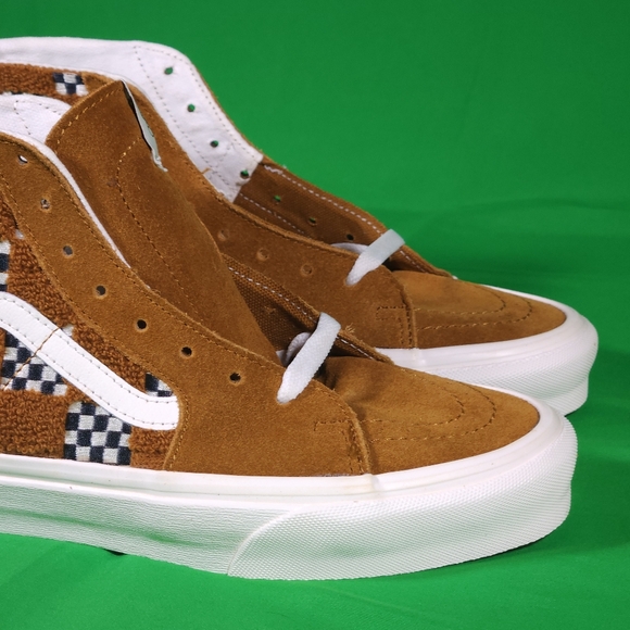 RARE Vans Sk8-Hi Tapered Tufted Checked Golden Brown VN0009QP1M7 ✨️NEW✨️ - Picture 5 of 9
